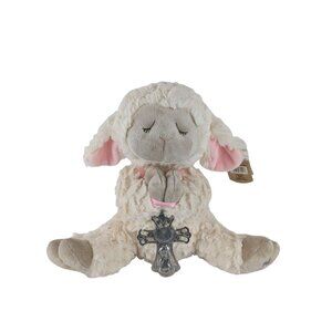 Ganz Serenity Lamb w/Crib Cross Jesus Loves Me Plush Stuffed Animal Cream Pink